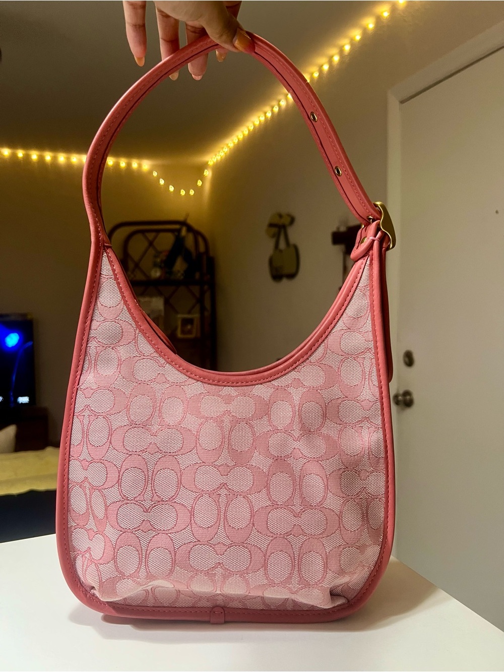 Coach Ergo Pink Signature Jacquard Shoulder Bag C2588